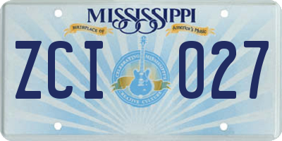 MS license plate ZCI027