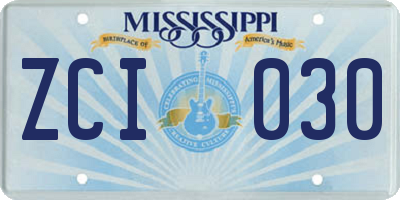 MS license plate ZCI030