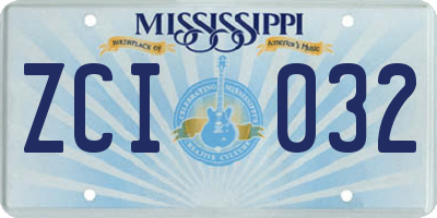 MS license plate ZCI032
