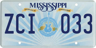 MS license plate ZCI033