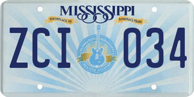 MS license plate ZCI034
