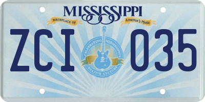MS license plate ZCI035