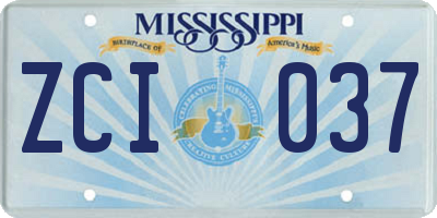 MS license plate ZCI037
