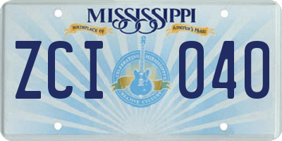MS license plate ZCI040