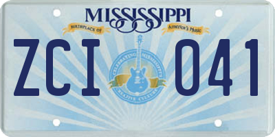 MS license plate ZCI041