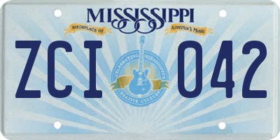 MS license plate ZCI042