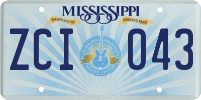 MS license plate ZCI043