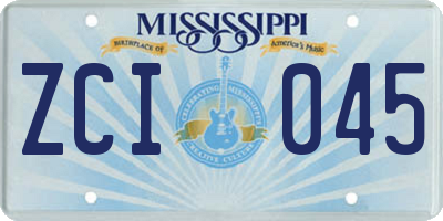 MS license plate ZCI045