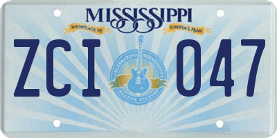 MS license plate ZCI047
