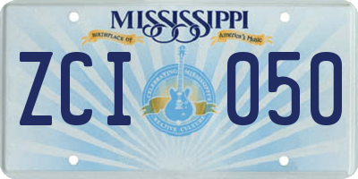 MS license plate ZCI050