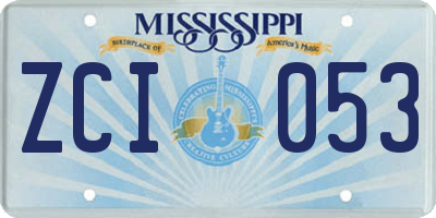 MS license plate ZCI053
