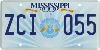 MS license plate ZCI055