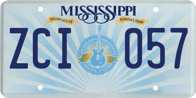 MS license plate ZCI057