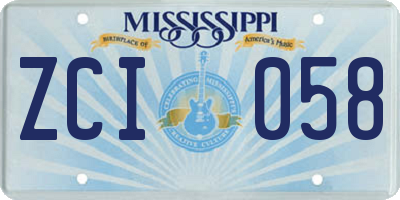 MS license plate ZCI058
