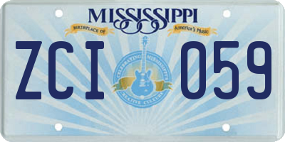 MS license plate ZCI059