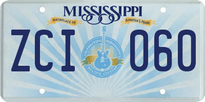 MS license plate ZCI060