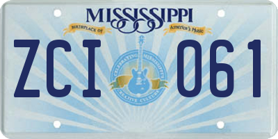 MS license plate ZCI061
