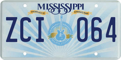 MS license plate ZCI064