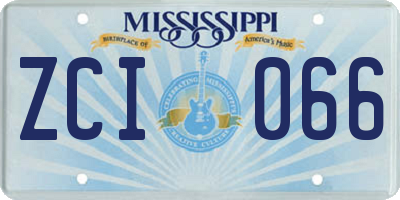 MS license plate ZCI066