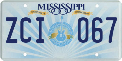 MS license plate ZCI067