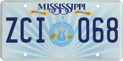 MS license plate ZCI068