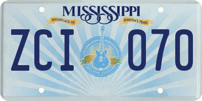 MS license plate ZCI070