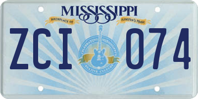 MS license plate ZCI074