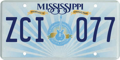 MS license plate ZCI077