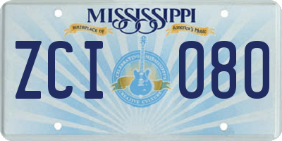 MS license plate ZCI080