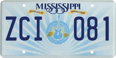 MS license plate ZCI081