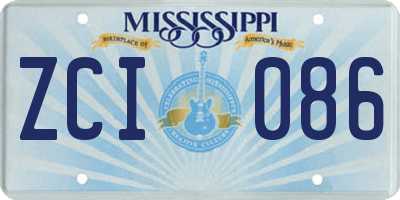 MS license plate ZCI086