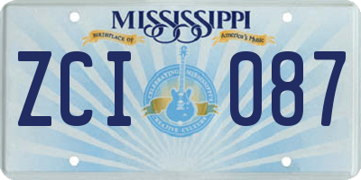 MS license plate ZCI087