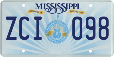 MS license plate ZCI098