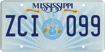 MS license plate ZCI099