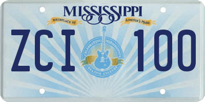 MS license plate ZCI100