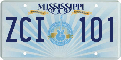 MS license plate ZCI101