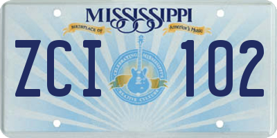 MS license plate ZCI102