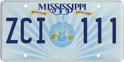 MS license plate ZCI111