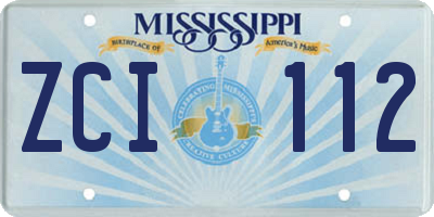 MS license plate ZCI112