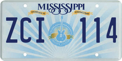 MS license plate ZCI114