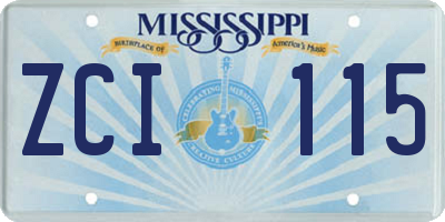 MS license plate ZCI115