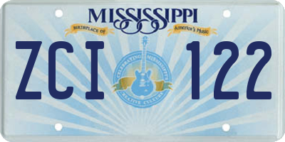 MS license plate ZCI122