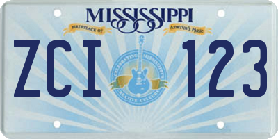 MS license plate ZCI123