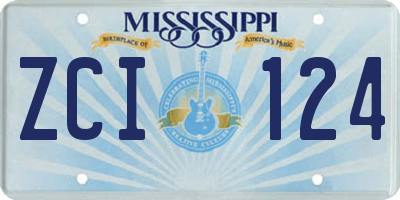 MS license plate ZCI124