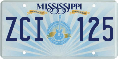 MS license plate ZCI125