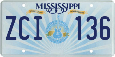 MS license plate ZCI136