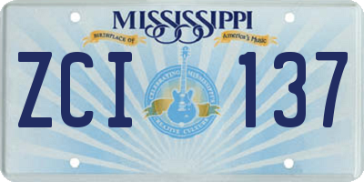 MS license plate ZCI137