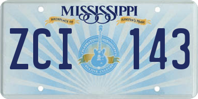 MS license plate ZCI143