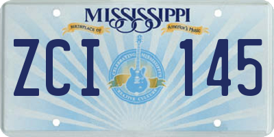 MS license plate ZCI145