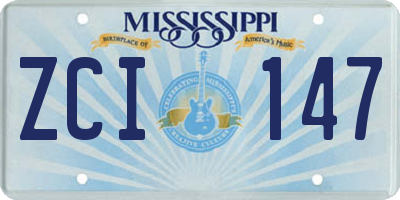 MS license plate ZCI147